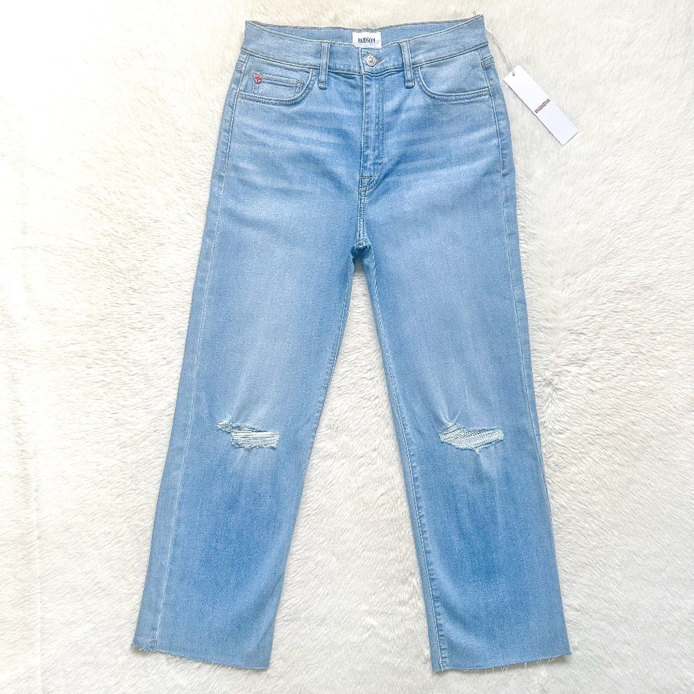 HUDSON Noa Midrise Straight Leg Crop Suri Light Wash Rayon Stretch Jeans
